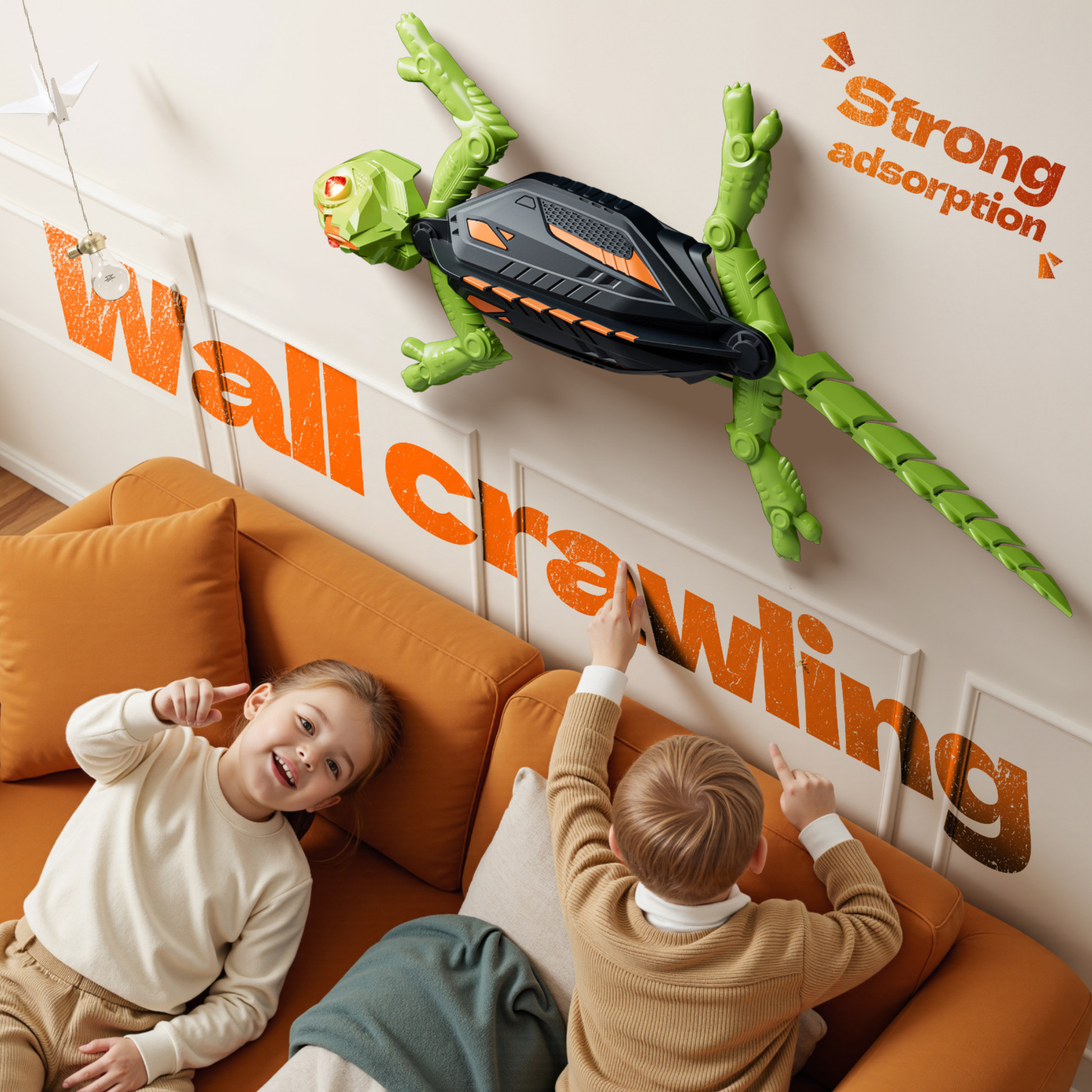 Geckobot™ RC Wall Climbing Robot: Realistic Gravity-Defying Movements, Rechargeable Fun Toy